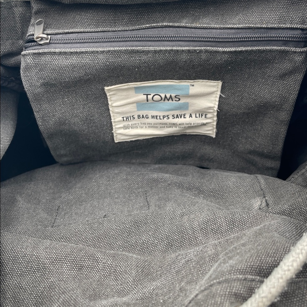 TOMS Charcoal Olive Canvas Backpack with Patterned Straps - Picture 4 of 5